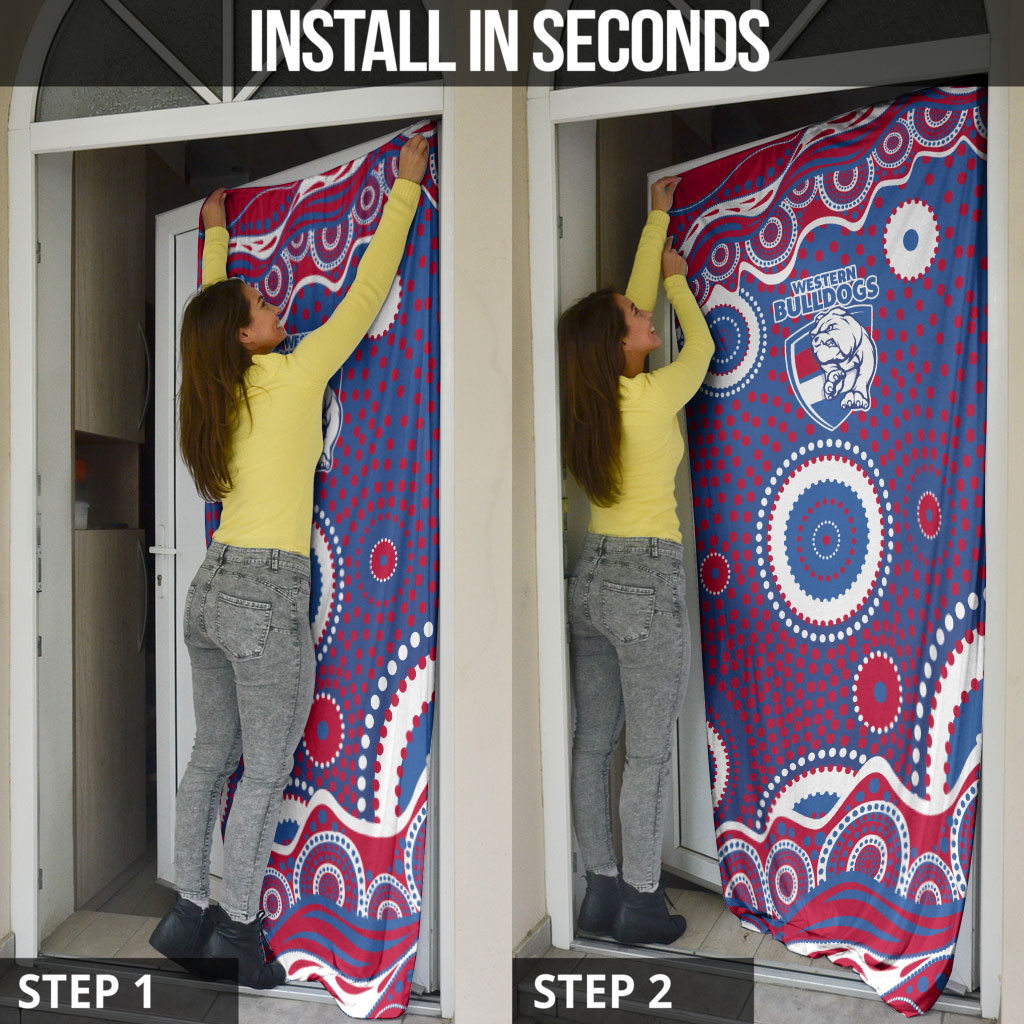 Western Bulldogs Door Cover Aboriginal Dot Pattern - Football Mascot Heritage Pride