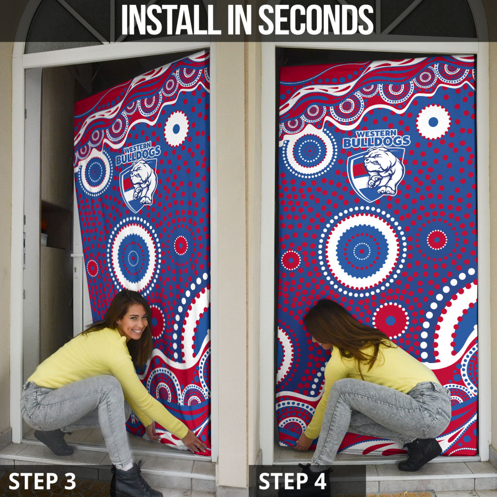Western Bulldogs Door Cover Aboriginal Dot Pattern - Football Mascot Heritage Pride