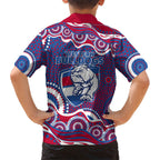 Western Bulldogs Family Matching Long Sleeve Bodycon Dress and Hawaiian Shirt Aboriginal Dot Pattern - Football Mascot Heritage Pride