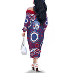 Western Bulldogs Family Matching Off The Shoulder Long Sleeve Dress and Hawaiian Shirt Aboriginal Dot Pattern - Football Mascot Heritage Pride