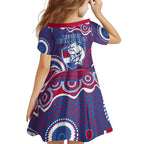 Western Bulldogs Family Matching Short Sleeve Bodycon Dress and Hawaiian Shirt Aboriginal Dot Pattern - Football Mascot Heritage Pride