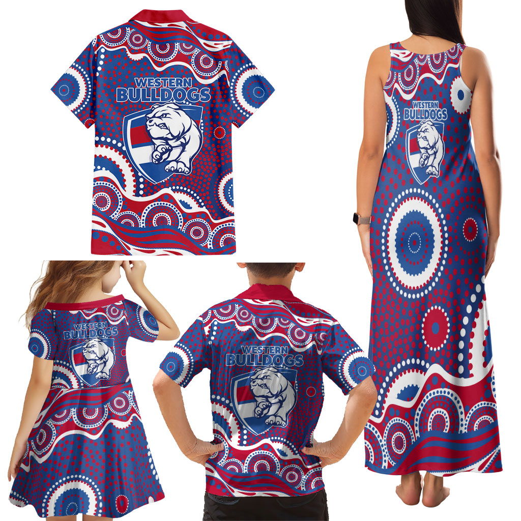 Western Bulldogs Family Matching Tank Maxi Dress and Hawaiian Shirt Aboriginal Dot Pattern - Football Mascot Heritage Pride
