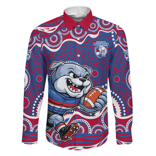 Western Bulldogs Family Matching Tank Maxi Dress and Hawaiian Shirt Aboriginal Dot Pattern - Football Mascot Heritage Pride