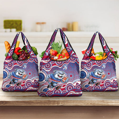 Western Bulldogs Grocery Bag Aboriginal Dot Pattern - Football Mascot Heritage Pride