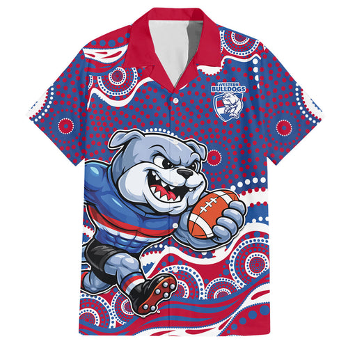 Western Bulldogs Hawaiian Shirt Aboriginal Dot Pattern - Football Mascot Heritage Pride