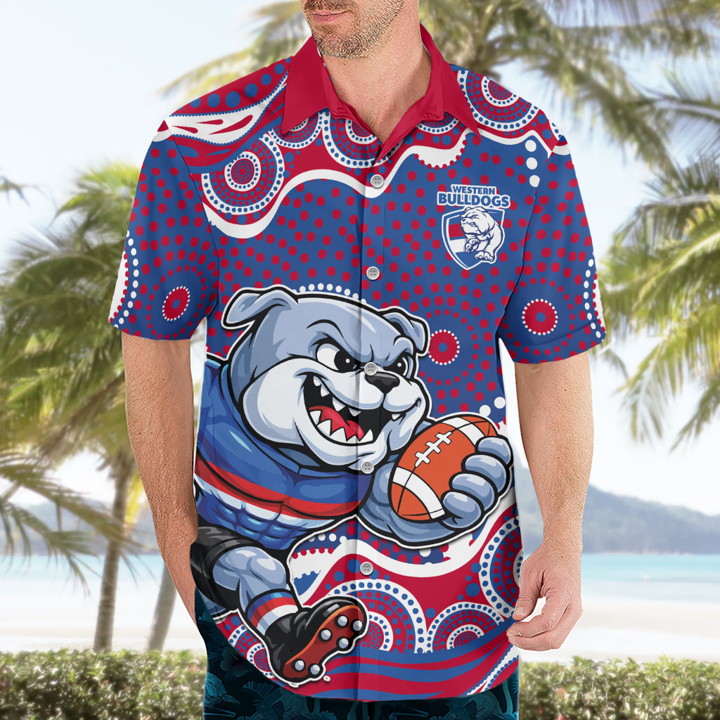 Western Bulldogs Hawaiian Shirt Aboriginal Dot Pattern - Football Mascot Heritage Pride