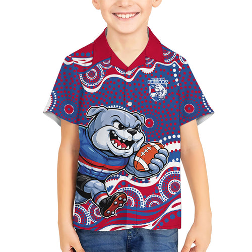 Western Bulldogs Hawaiian Shirt Aboriginal Dot Pattern - Football Mascot Heritage Pride