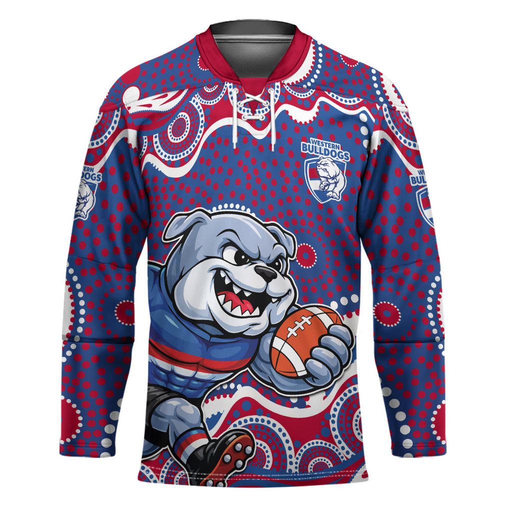 Western Bulldogs Hockey Jersey Aboriginal Dot Pattern - Football Mascot Heritage Pride