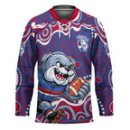 Western Bulldogs Hockey Jersey Aboriginal Dot Pattern - Football Mascot Heritage Pride