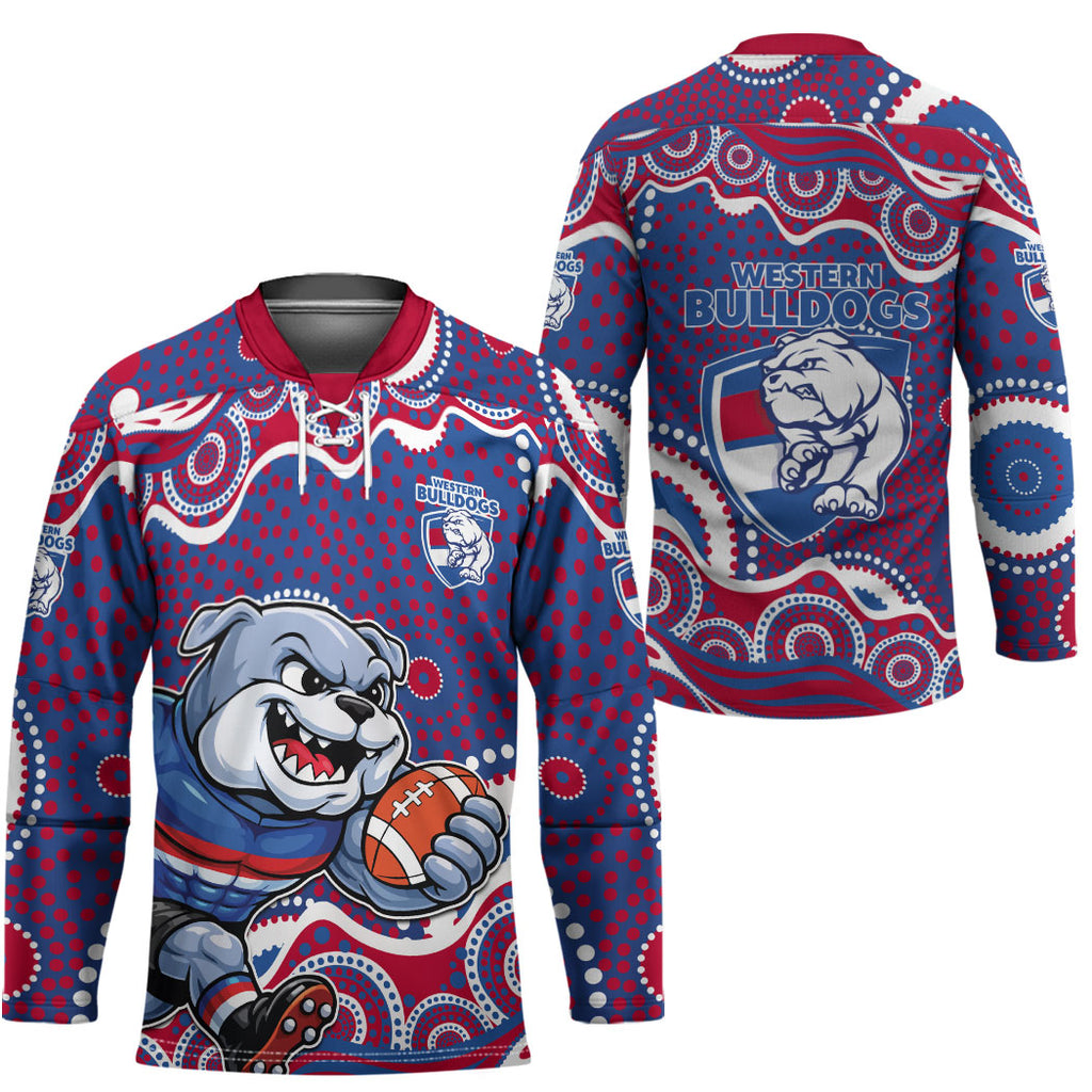Western Bulldogs Hockey Jersey Aboriginal Dot Pattern - Football Mascot Heritage Pride