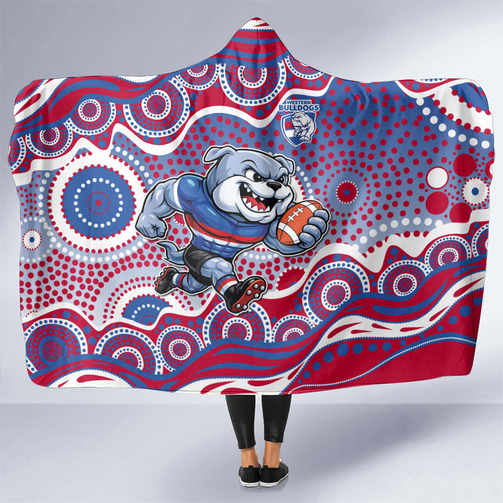 Western Bulldogs Hooded Blanket Aboriginal Dot Pattern - Football Mascot Heritage Pride