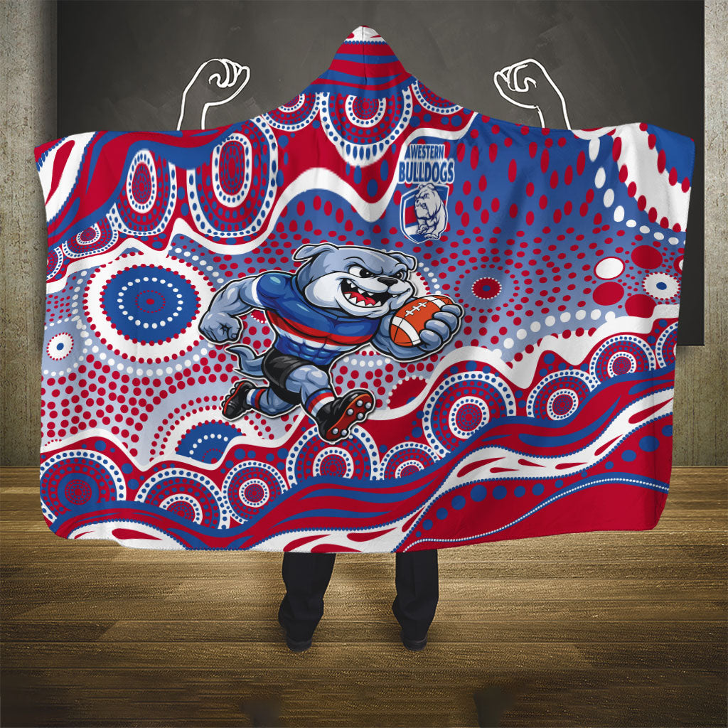 Western Bulldogs Hooded Blanket Aboriginal Dot Pattern - Football Mascot Heritage Pride