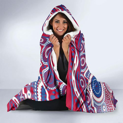 Western Bulldogs Hooded Blanket Aboriginal Dot Pattern - Football Mascot Heritage Pride