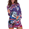 Western Bulldogs Hoodie Dress Aboriginal Dot Pattern - Football Mascot Heritage Pride