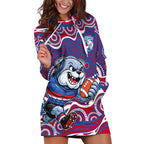 Western Bulldogs Hoodie Dress Aboriginal Dot Pattern - Football Mascot Heritage Pride