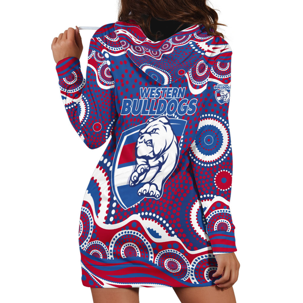Western Bulldogs Hoodie Dress Aboriginal Dot Pattern - Football Mascot Heritage Pride