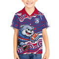 Western Bulldogs Kid Hawaiian Shirt Aboriginal Dot Pattern - Football Mascot Heritage Pride