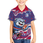 Western Bulldogs Kid Hawaiian Shirt Aboriginal Dot Pattern - Football Mascot Heritage Pride