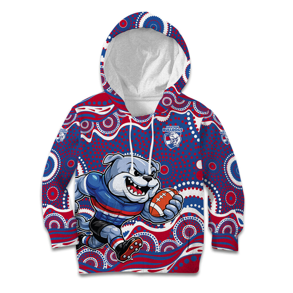 Western Bulldogs Kid Hoodie Aboriginal Dot Pattern - Football Mascot Heritage Pride