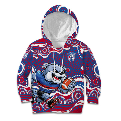 Western Bulldogs Kid Hoodie Aboriginal Dot Pattern - Football Mascot Heritage Pride