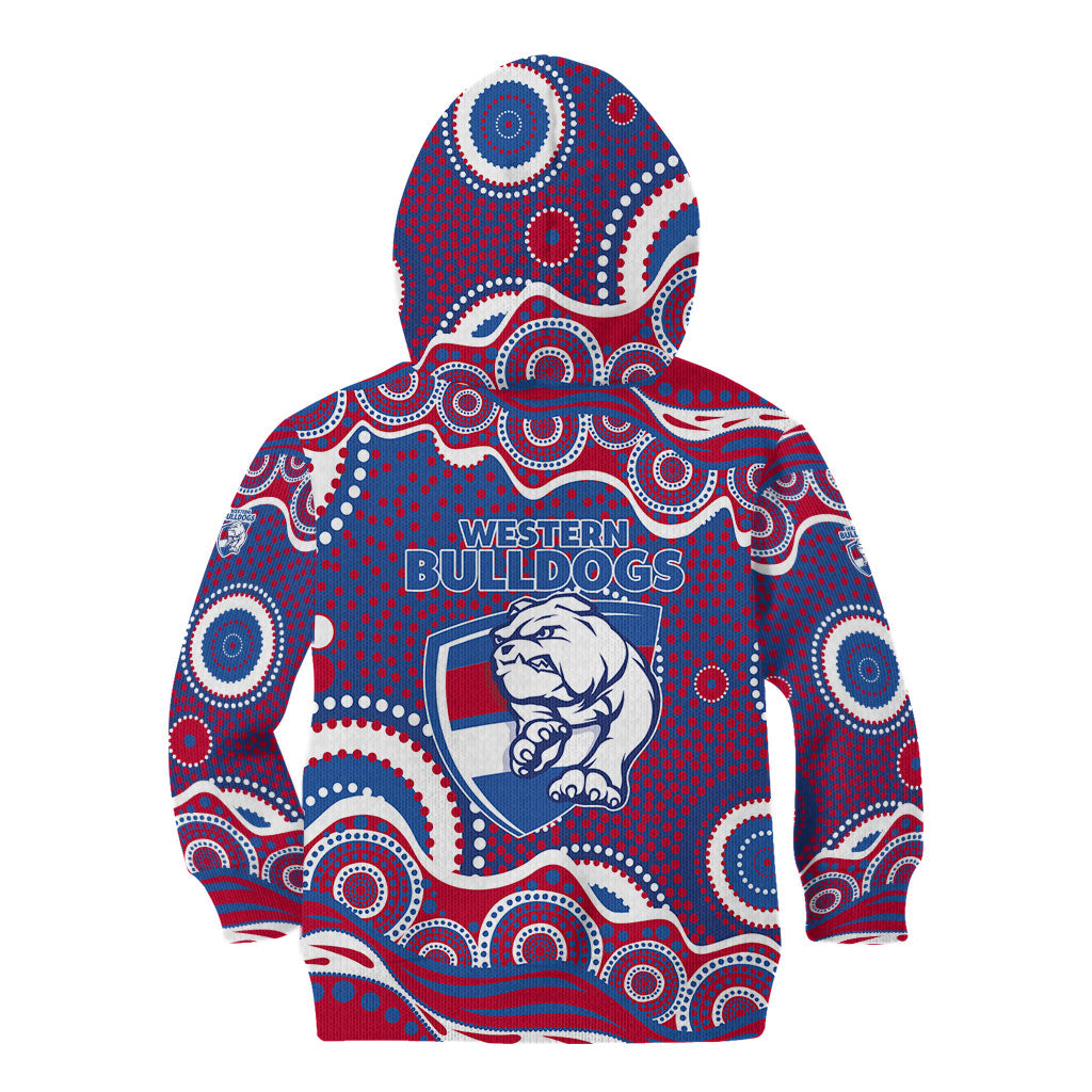 Western Bulldogs Kid Hoodie Aboriginal Dot Pattern - Football Mascot Heritage Pride