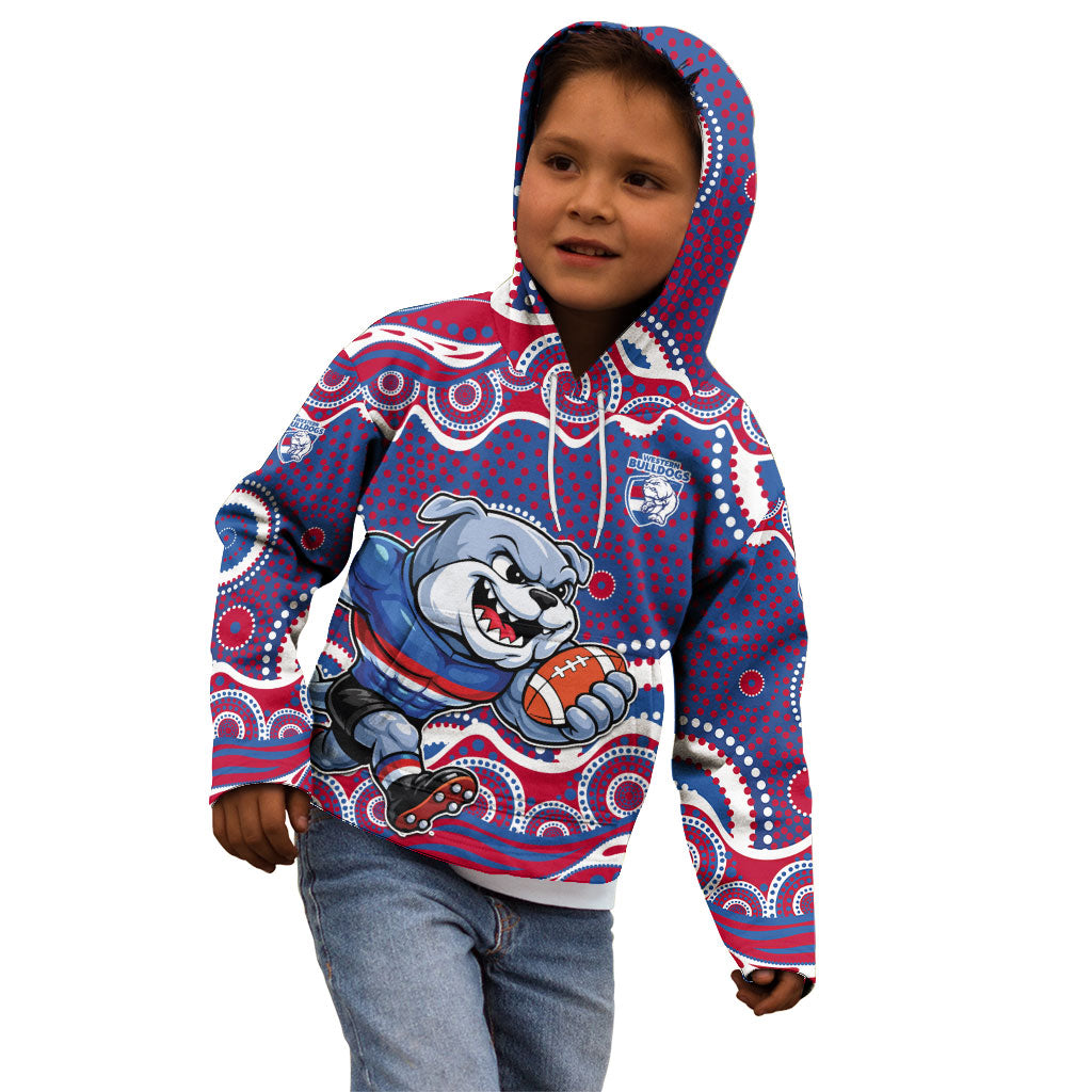 Western Bulldogs Kid Hoodie Aboriginal Dot Pattern - Football Mascot Heritage Pride