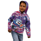 Western Bulldogs Kid Hoodie Aboriginal Dot Pattern - Football Mascot Heritage Pride