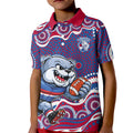 Western Bulldogs Kid Polo Shirt Aboriginal Dot Pattern - Football Mascot Heritage Pride