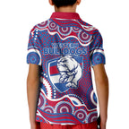 Western Bulldogs Kid Polo Shirt Aboriginal Dot Pattern - Football Mascot Heritage Pride