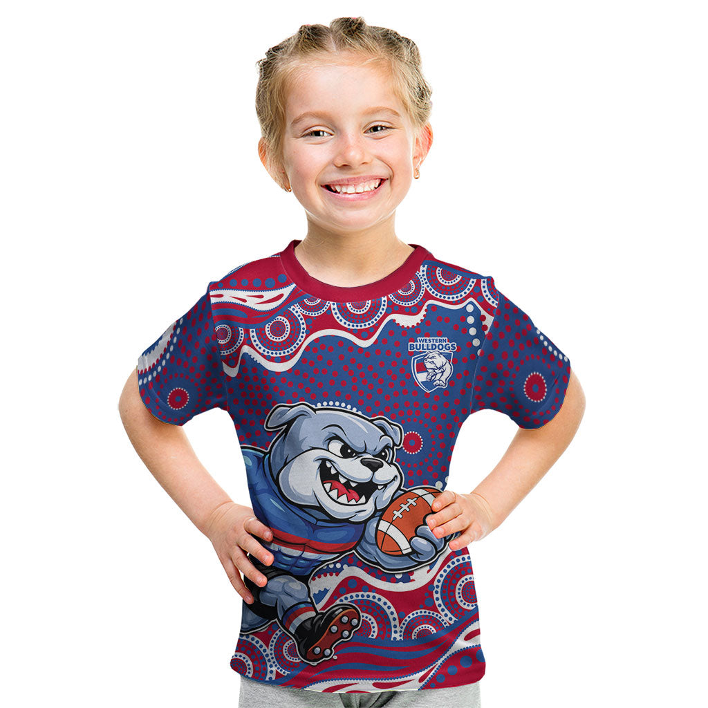 Western Bulldogs Kid T Shirt Aboriginal Dot Pattern - Football Mascot Heritage Pride