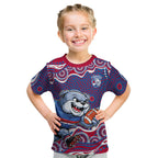 Western Bulldogs Kid T Shirt Aboriginal Dot Pattern - Football Mascot Heritage Pride