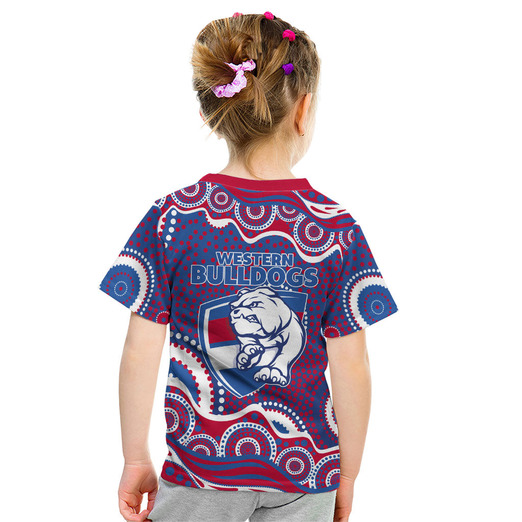 Western Bulldogs Kid T Shirt Aboriginal Dot Pattern - Football Mascot Heritage Pride