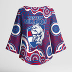 Western Bulldogs Kimono Sleeve Blouse Aboriginal Dot Pattern - Football Mascot Heritage Pride