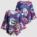 Western Bulldogs Kimono Sleeve Blouse Aboriginal Dot Pattern - Football Mascot Heritage Pride