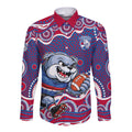 Western Bulldogs Long Sleeve Button Shirt Aboriginal Dot Pattern - Football Mascot Heritage Pride