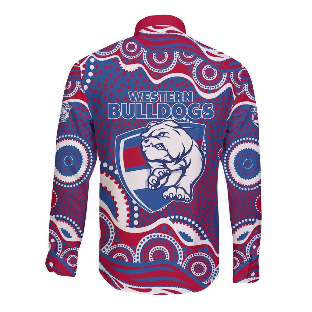 Western Bulldogs Long Sleeve Button Shirt Aboriginal Dot Pattern - Football Mascot Heritage Pride