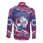 Western Bulldogs Long Sleeve Button Shirt Aboriginal Dot Pattern - Football Mascot Heritage Pride