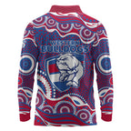 Western Bulldogs Long Sleeve Polo Shirt Aboriginal Dot Pattern - Football Mascot Heritage Pride