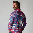 Western Bulldogs Long Sleeve Polo Shirt Aboriginal Dot Pattern - Football Mascot Heritage Pride