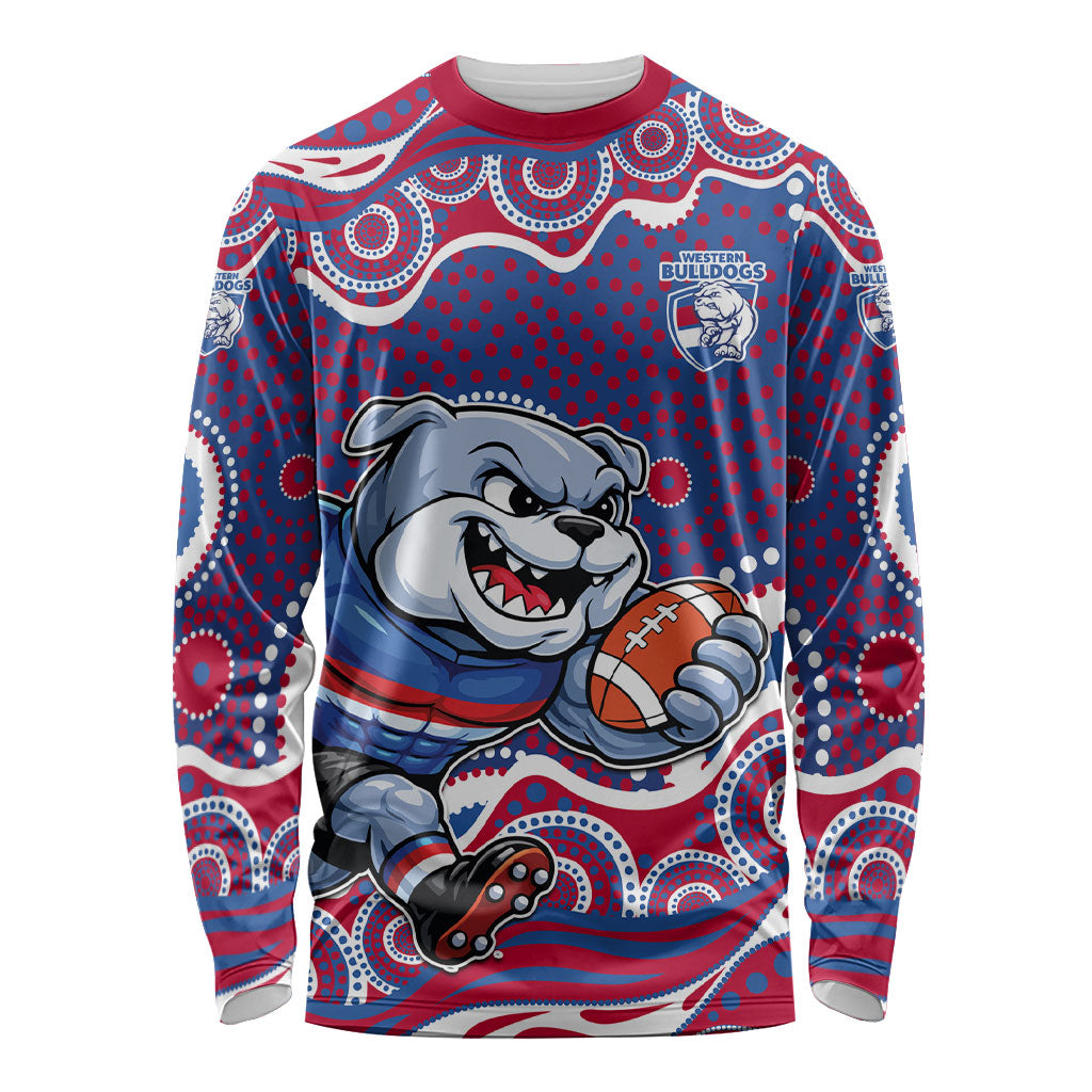 Western Bulldogs Long Sleeve Shirt Aboriginal Dot Pattern - Football Mascot Heritage Pride