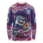 Western Bulldogs Long Sleeve Shirt Aboriginal Dot Pattern - Football Mascot Heritage Pride