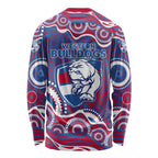Western Bulldogs Long Sleeve Shirt Aboriginal Dot Pattern - Football Mascot Heritage Pride