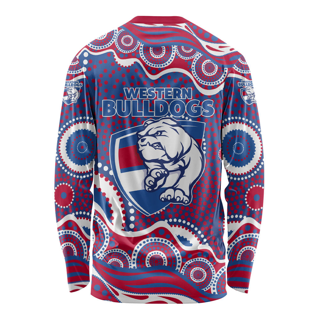 Western Bulldogs Long Sleeve Shirt Aboriginal Dot Pattern - Football Mascot Heritage Pride
