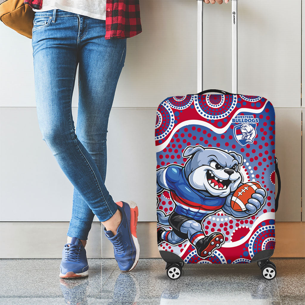 Western Bulldogs Luggage Cover Aboriginal Dot Pattern - Football Mascot Heritage Pride