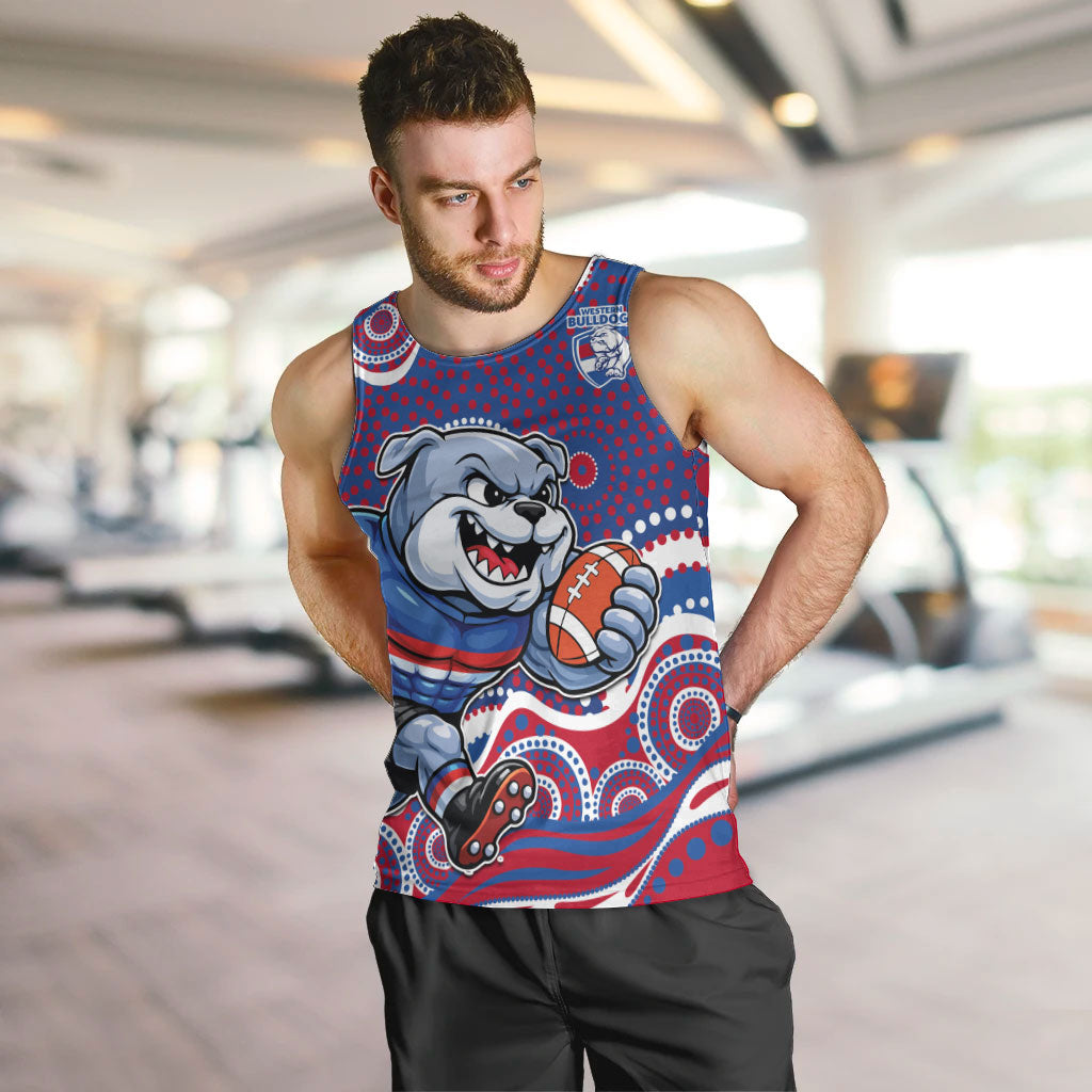 Western Bulldogs Men Tank Top Aboriginal Dot Pattern - Football Mascot Heritage Pride
