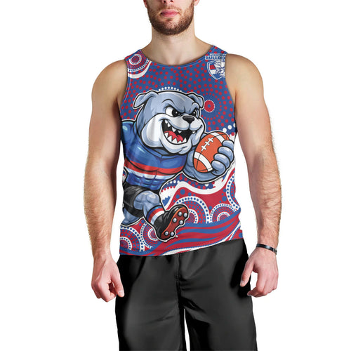 Western Bulldogs Men Tank Top Aboriginal Dot Pattern - Football Mascot Heritage Pride