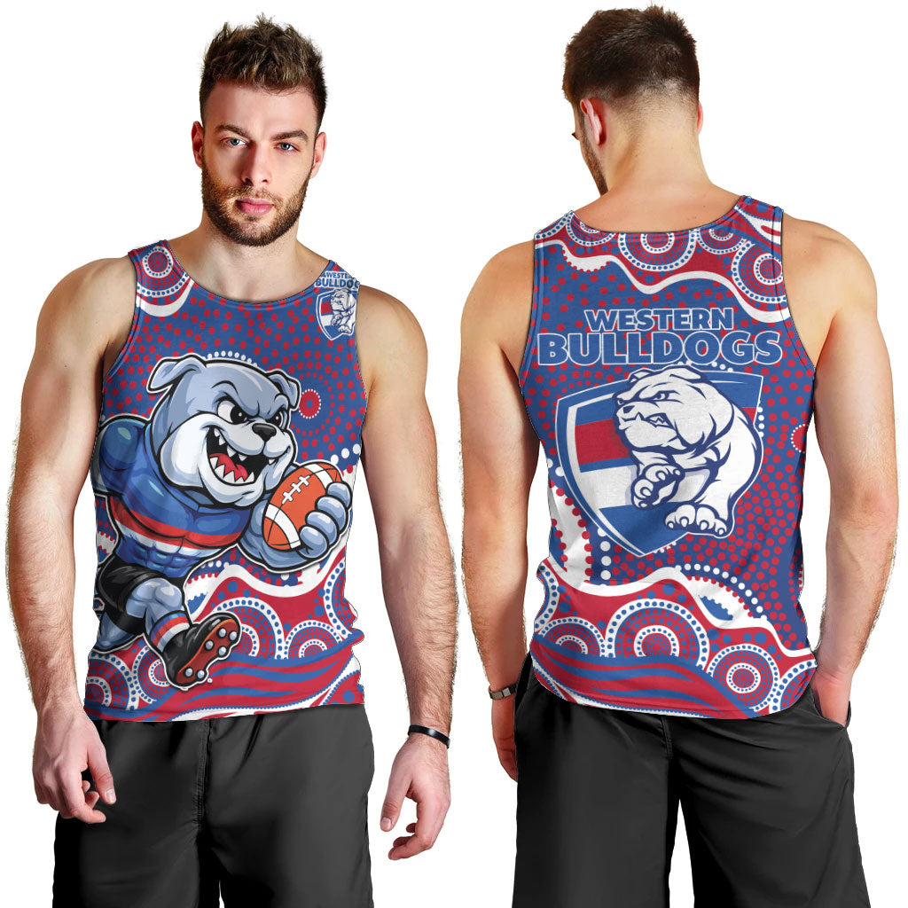 Western Bulldogs Men Tank Top Aboriginal Dot Pattern - Football Mascot Heritage Pride