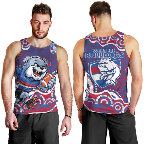 Western Bulldogs Men Tank Top Aboriginal Dot Pattern - Football Mascot Heritage Pride