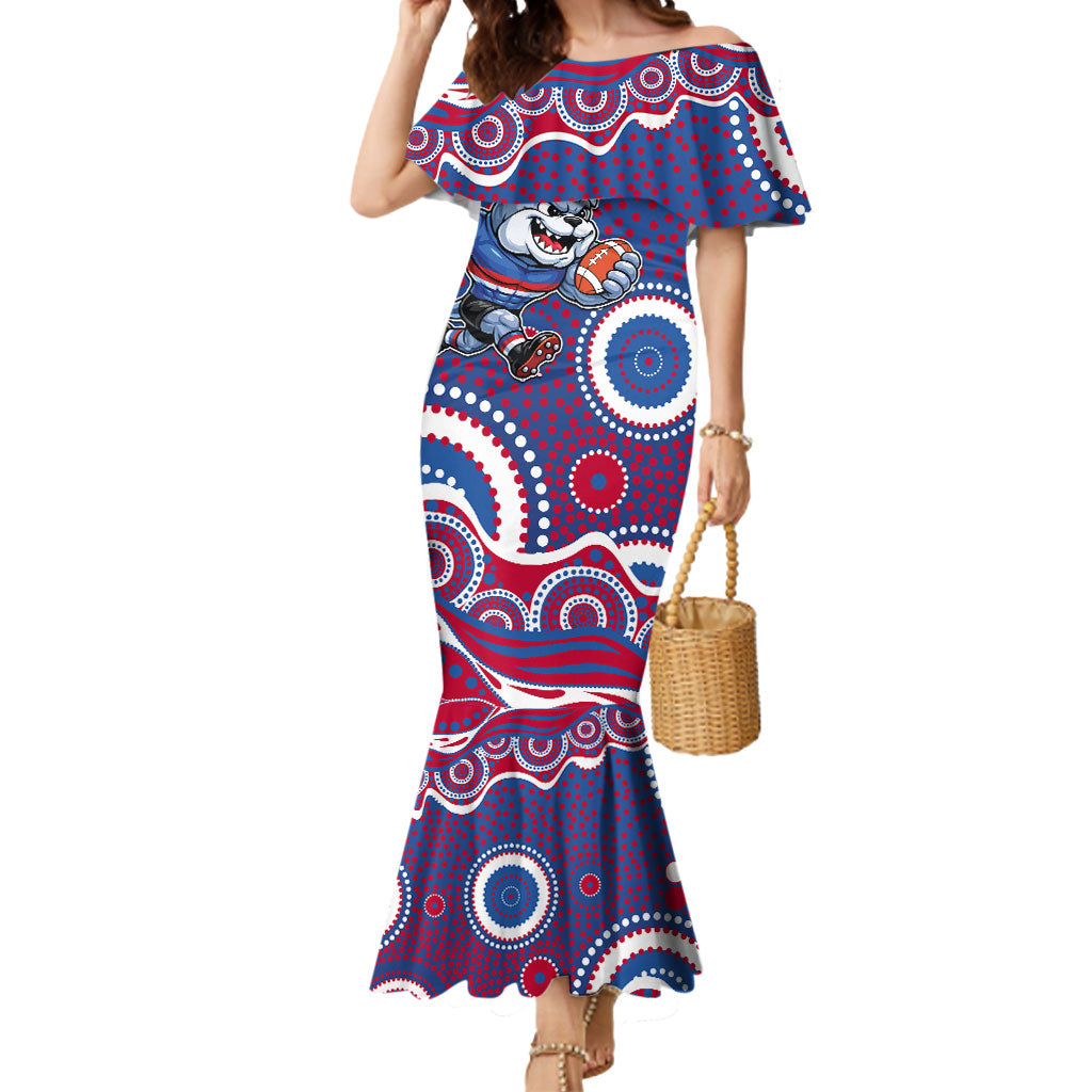 Western Bulldogs Mermaid Dress Aboriginal Dot Pattern - Football Mascot Heritage Pride