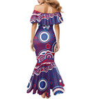 Western Bulldogs Mermaid Dress Aboriginal Dot Pattern - Football Mascot Heritage Pride